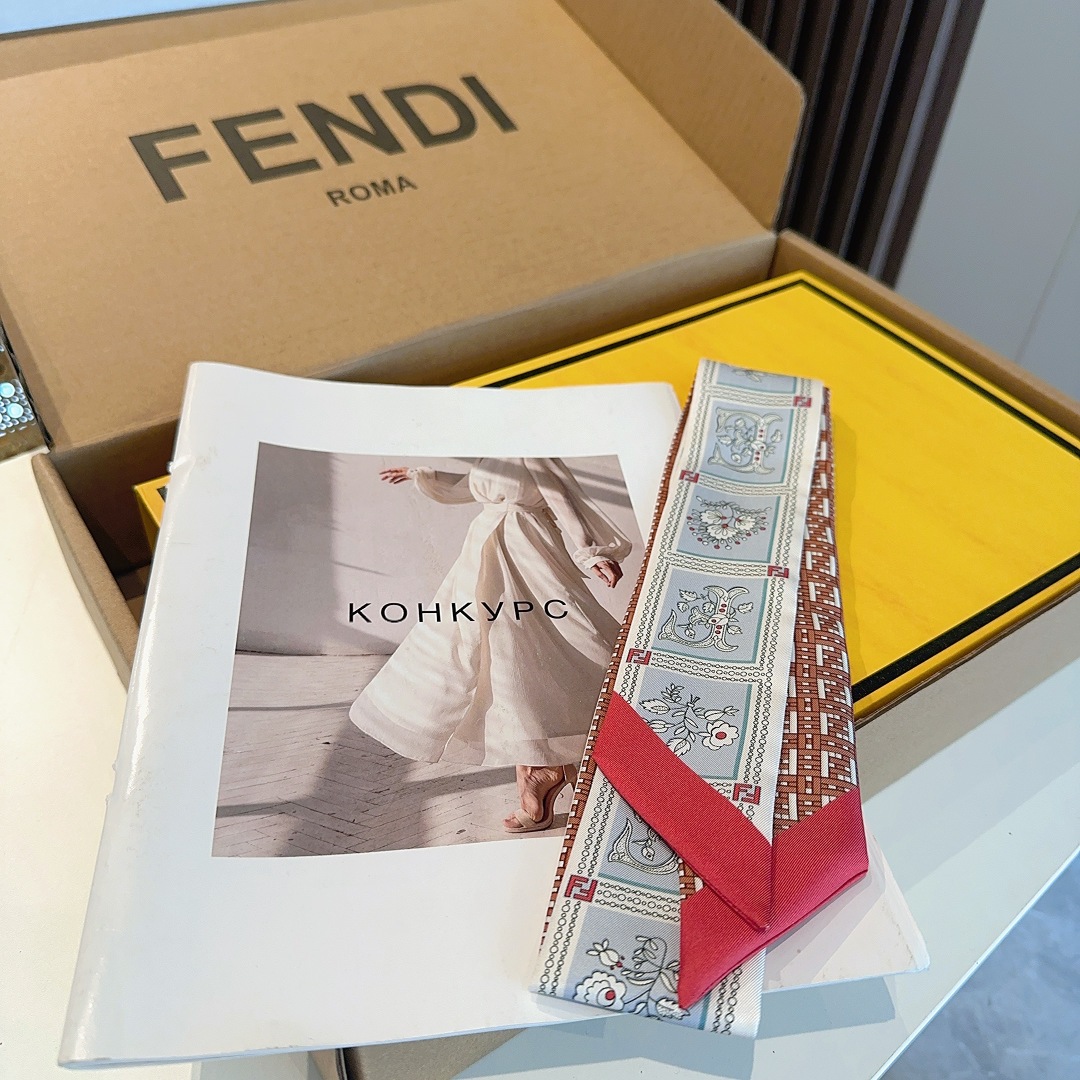 [TOP] FENDI FF Twilly Scarf 100 x 5 cm - Blue