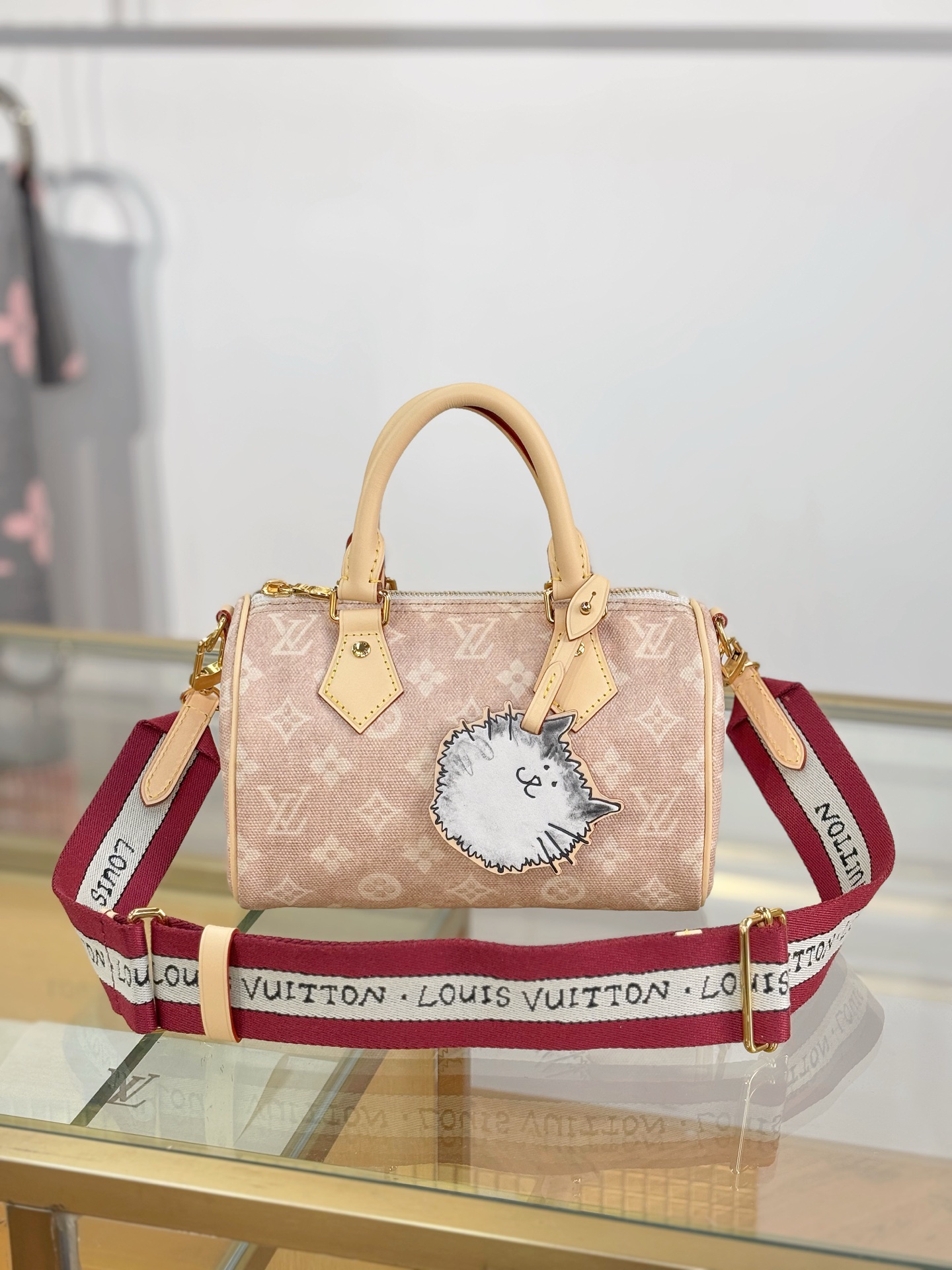 [TOP] Louis Vuitton LV Speedy Bandoulière 20 Monogram Bag 20.5 x 13.5 x 12 cm - Apricot