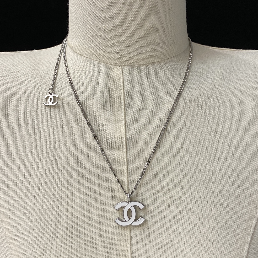 [TOP] CHANEL CC Necklace - Sliver