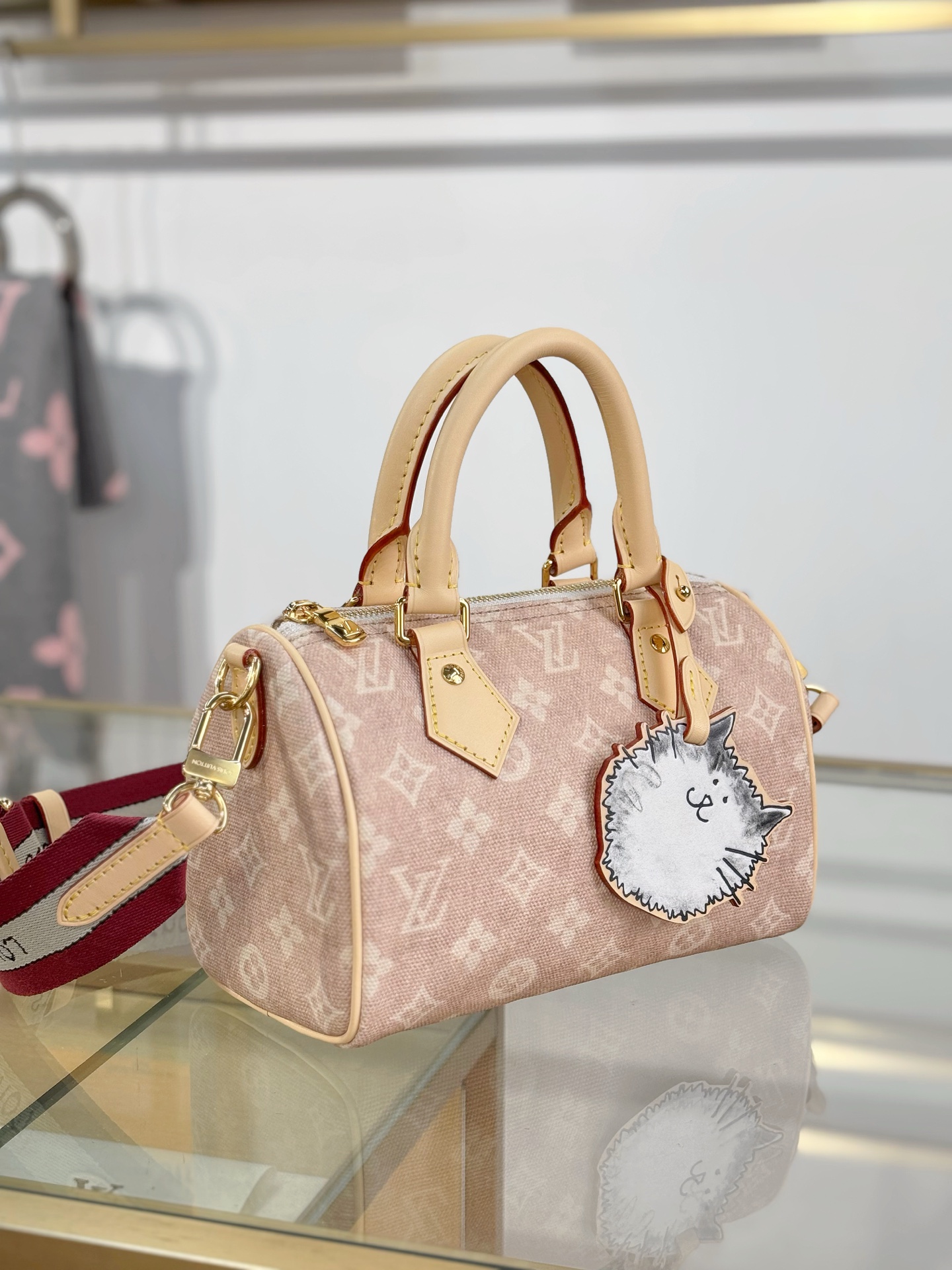 [TOP] Louis Vuitton LV Speedy Bandoulière 20 Monogram Bag 20.5 x 13.5 x 12 cm - Apricot
