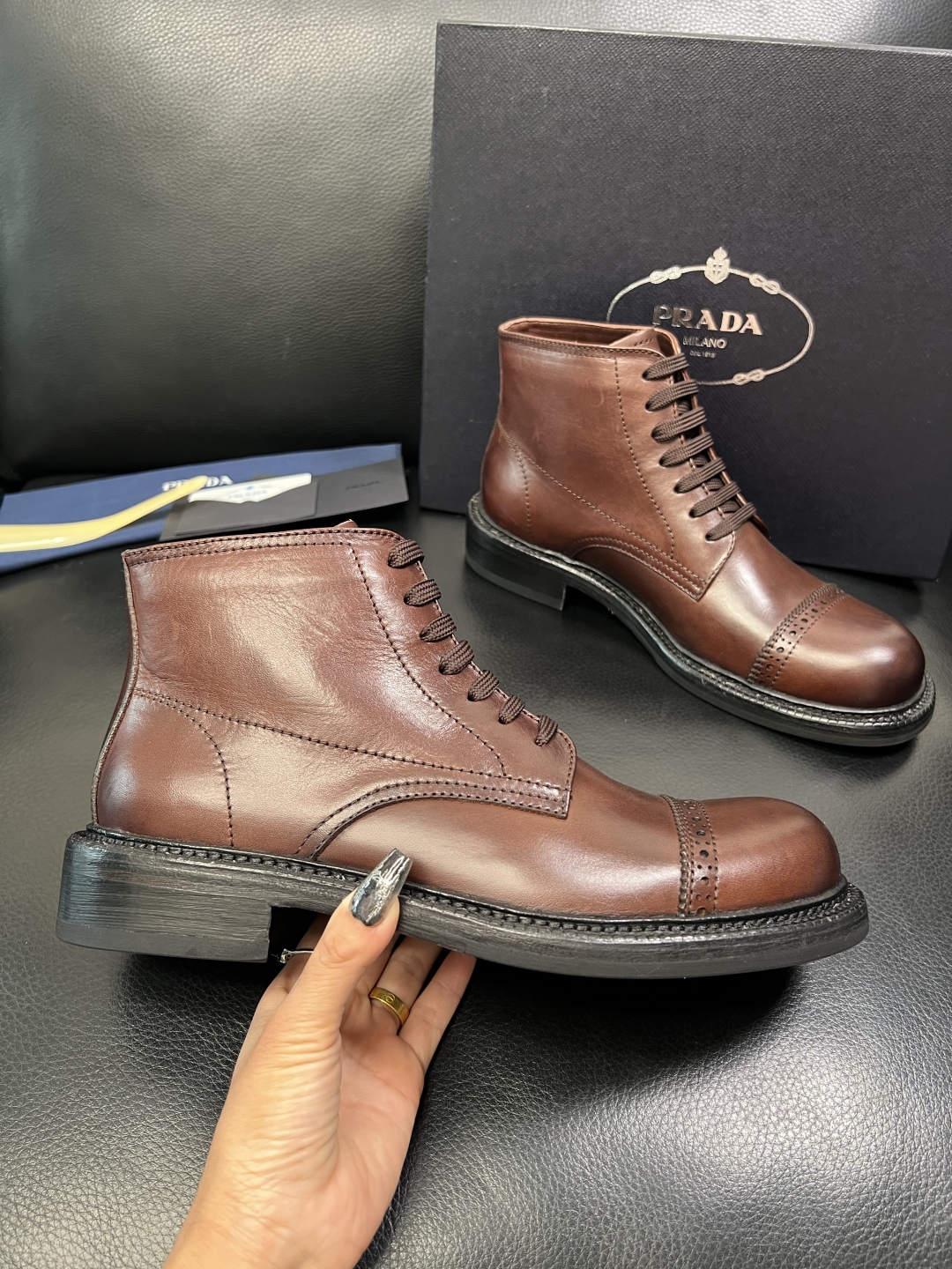 [TOP] PRADA Men's Calfskin Boots - 2 Colors