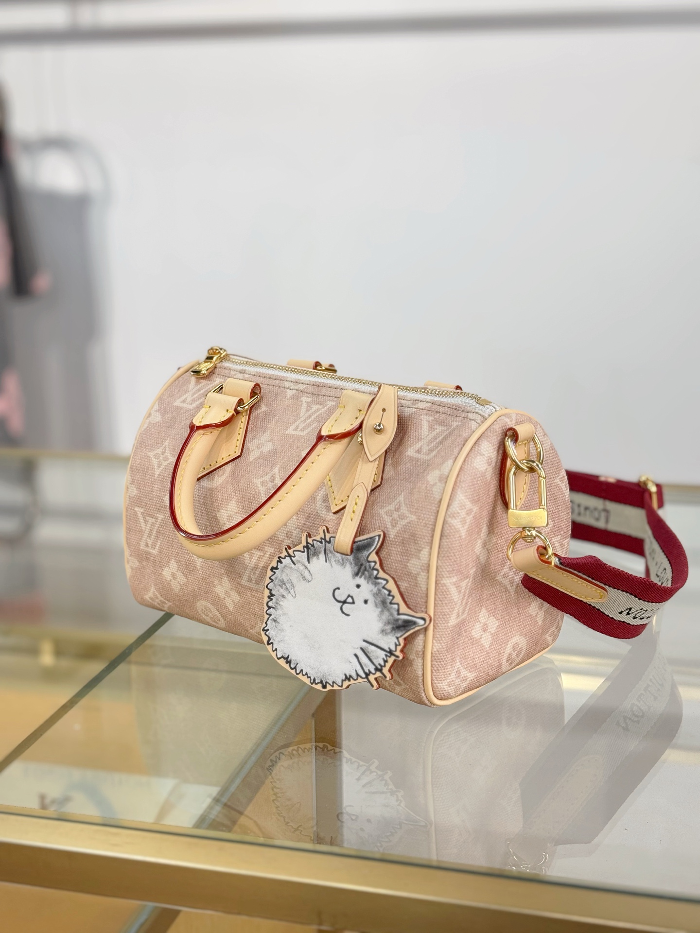 [TOP] Louis Vuitton LV Speedy Bandoulière 20 Monogram Bag 20.5 x 13.5 x 12 cm - Apricot