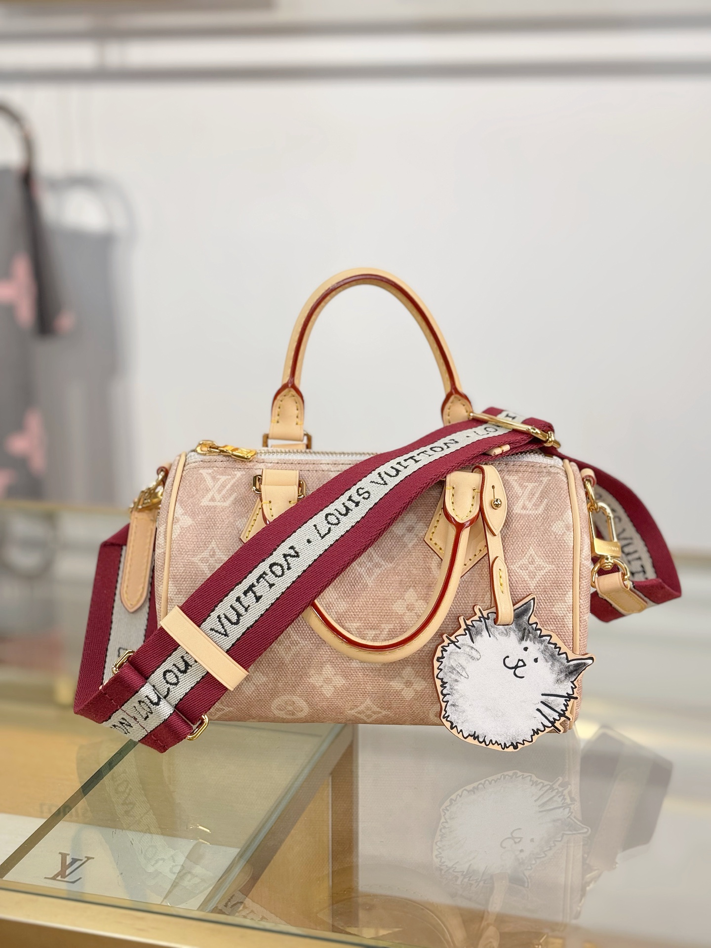 [TOP] Louis Vuitton LV Speedy Bandoulière 20 Monogram Bag 20.5 x 13.5 x 12 cm - Apricot