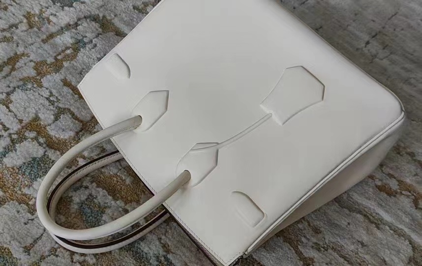 [TOP] HERMES Swift Leather Birkin Shadow Bag 35cm - White (Customized)