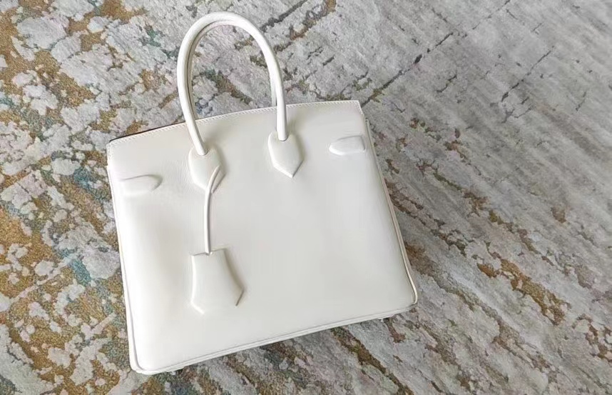 [TOP] HERMES Swift Leather Birkin Shadow Bag 35cm - White (Customized)