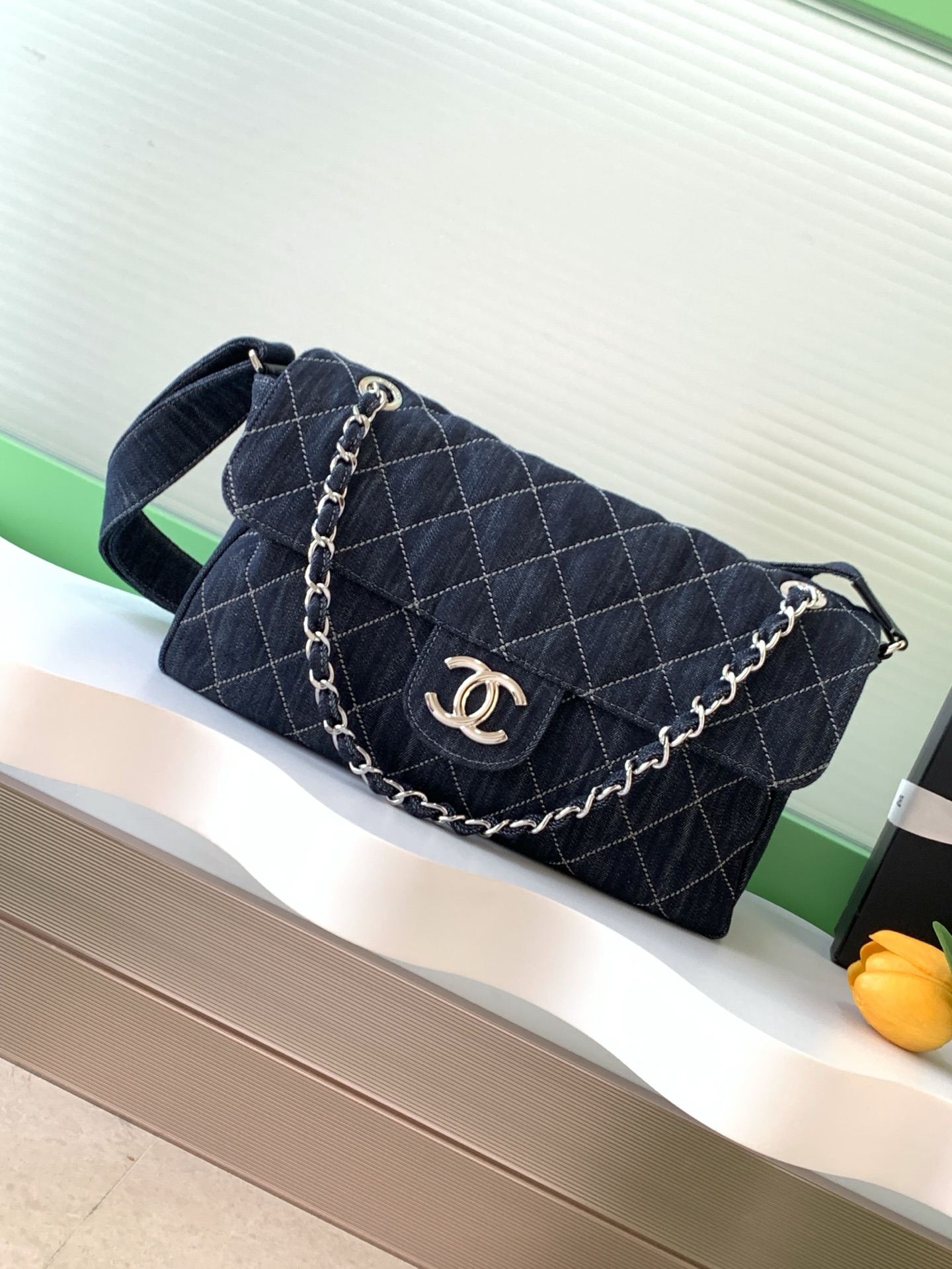 [TOP] CHANEL Classic Denim Flap Bag 30-40-11cm /22-34-10cm - Blue