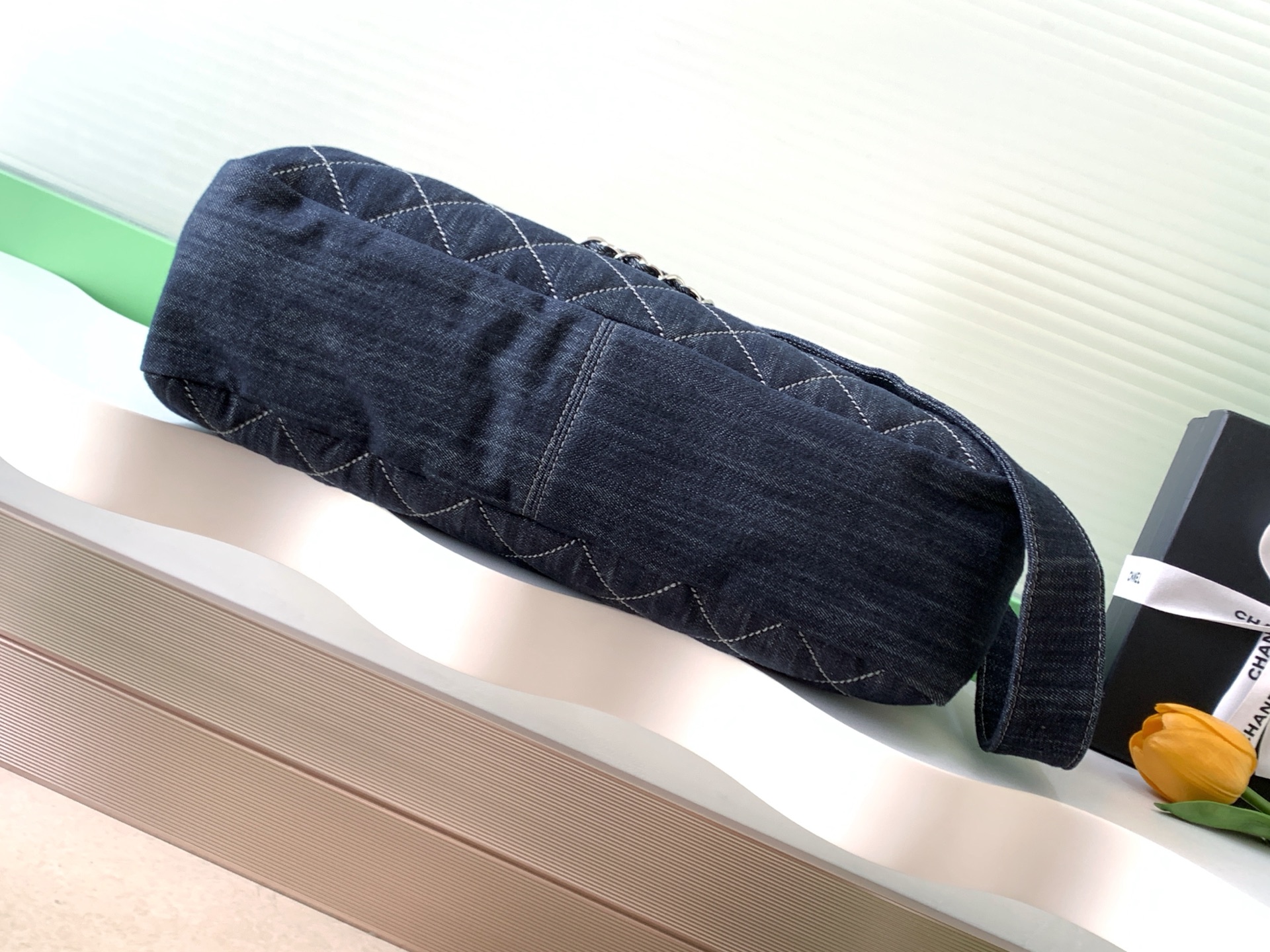 [TOP] CHANEL Classic Denim Flap Bag 30-40-11cm /22-34-10cm - Blue