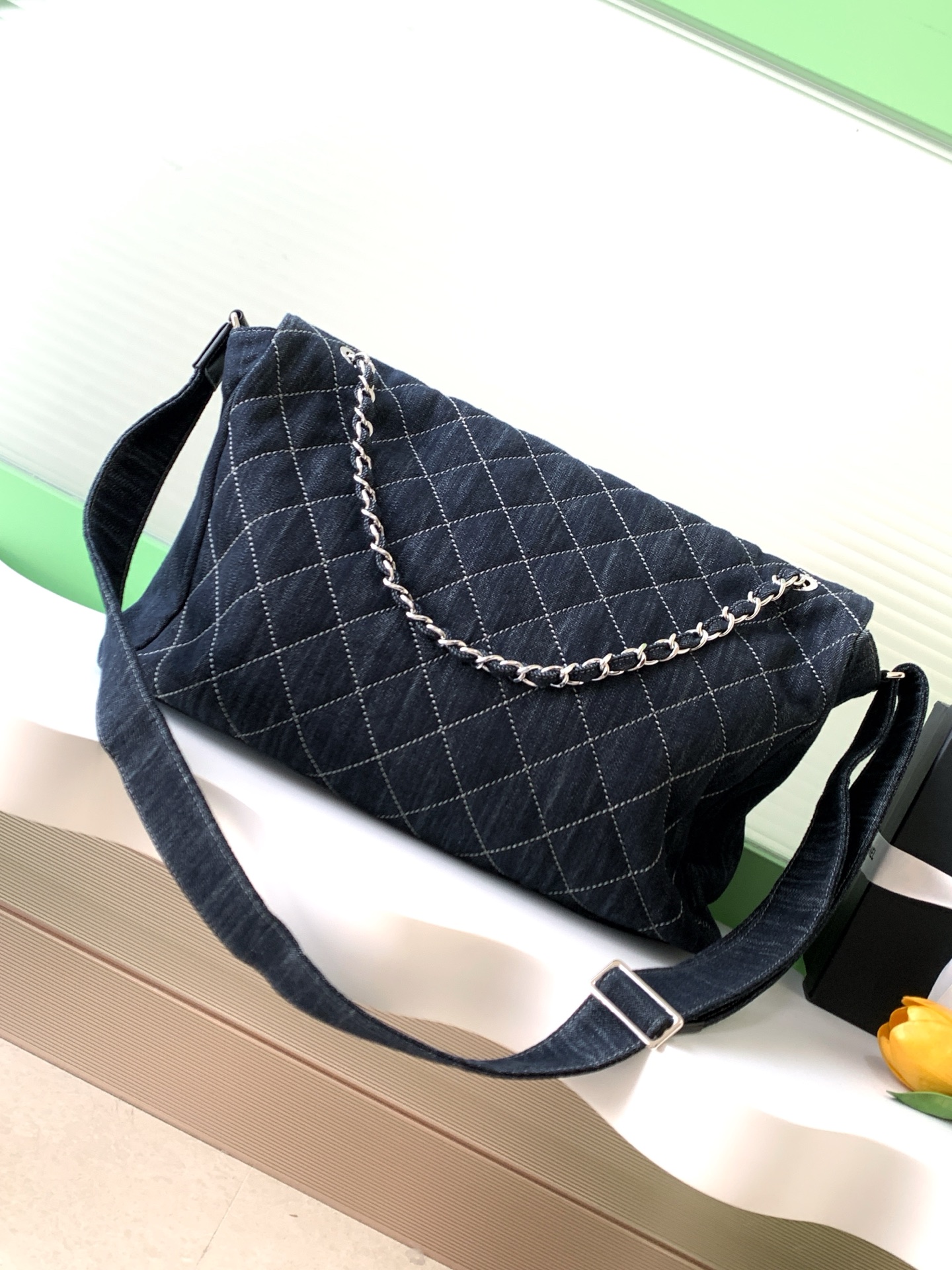 [TOP] CHANEL Classic Denim Flap Bag 30-40-11cm /22-34-10cm - Blue