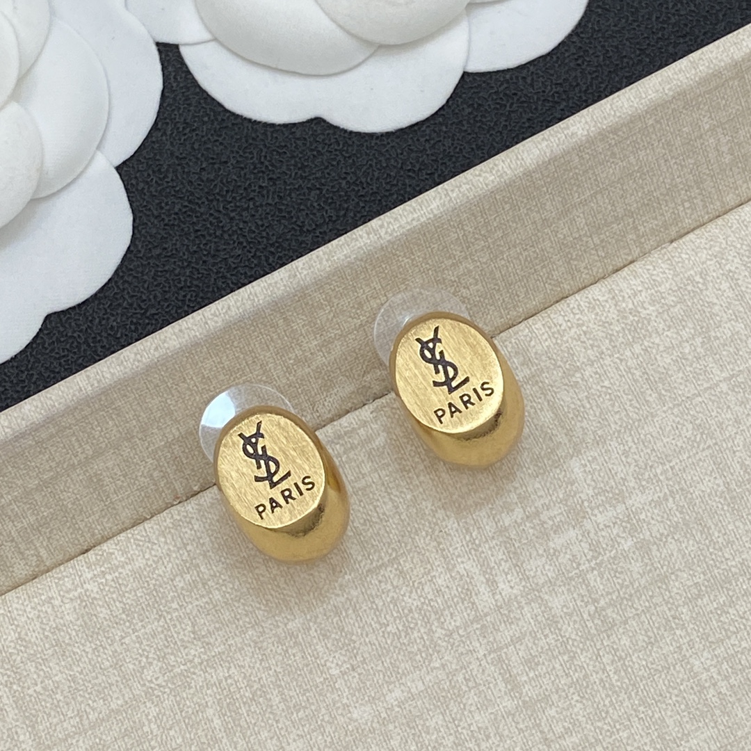 [TOP] Yves Saint Laurent YSL Earrings - Gold