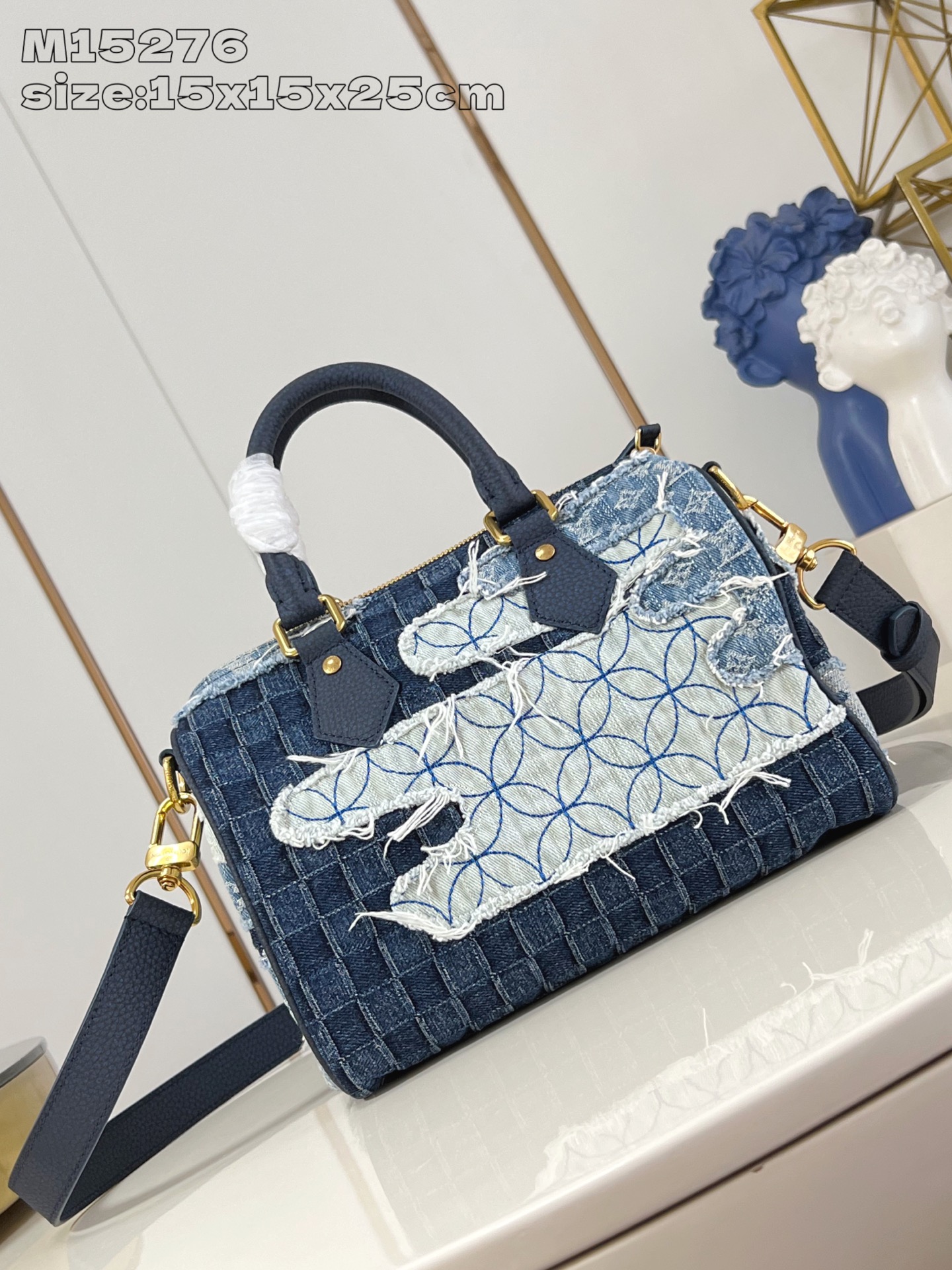 [TOP] Louis Vuitton LV Damier Speedy 25 Bandoulière Bag 25x15x15cm - Blue