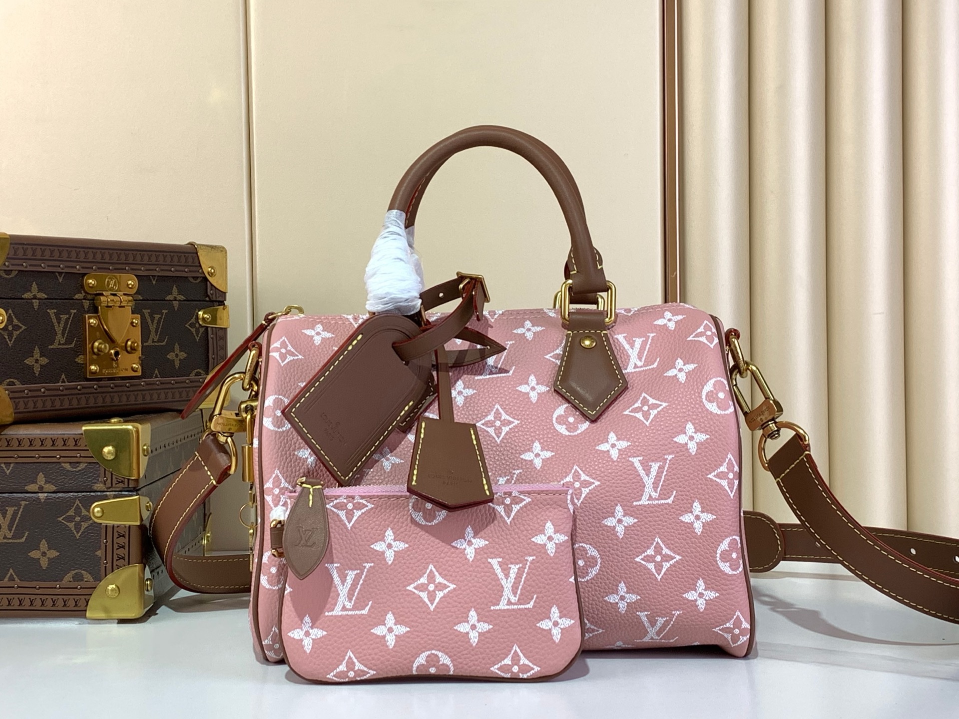 [TOP] Louis Vuitton LV Speedy 25/40 Bandoulière Bag 25x15x15cm/40x26x23cm - Pink