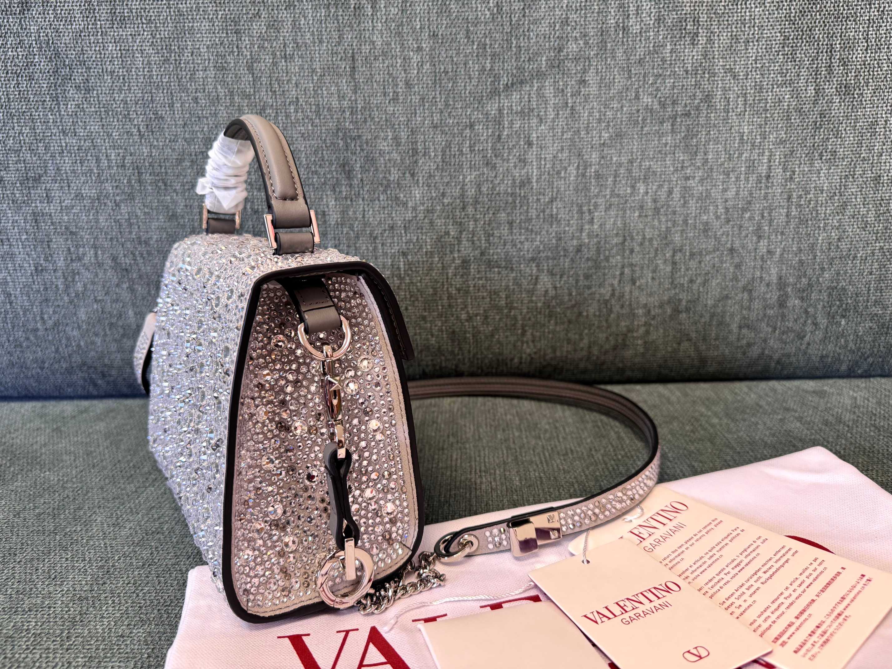 [TOP] VALENTINO VLogo Vsling Bags 19x13x9 cm - Silver