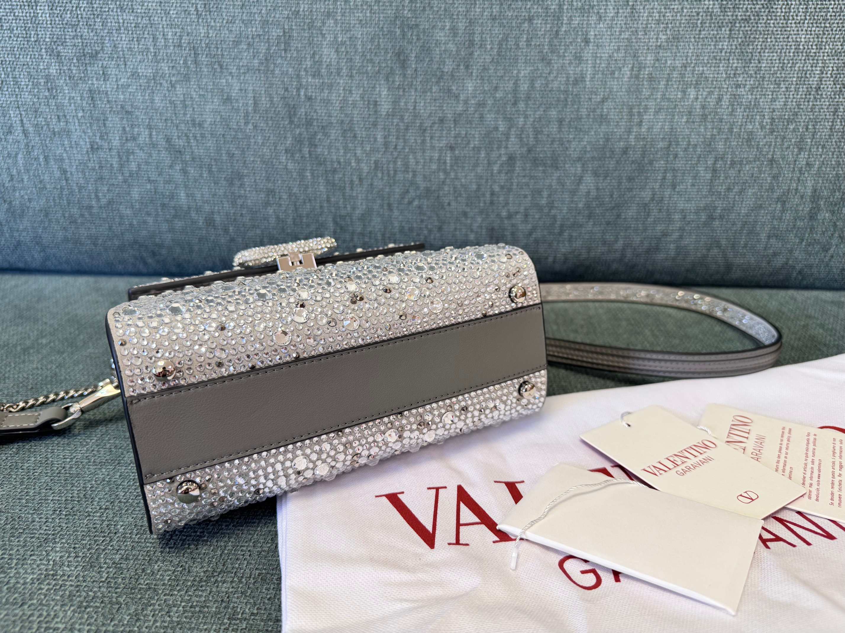 [TOP] VALENTINO VLogo Vsling Bags 19x13x9 cm - Silver