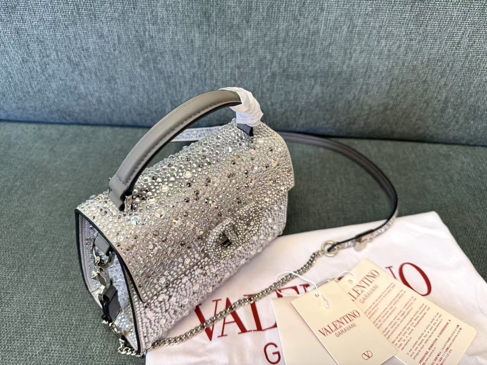 [TOP] VALENTINO VLogo Vsling Bags 19x13x9 cm - Silver
