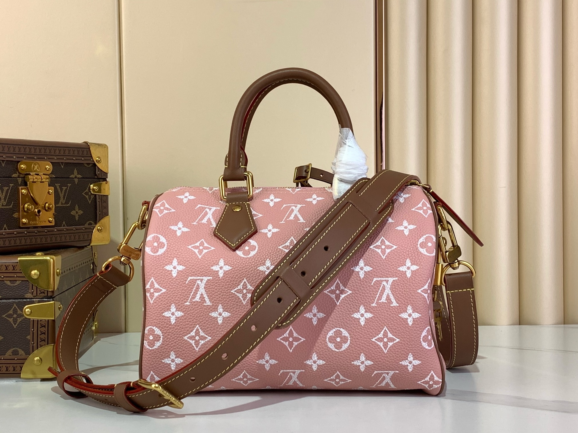 [TOP] Louis Vuitton LV Speedy 25/40 Bandoulière Bag 25x15x15cm/40x26x23cm - Pink