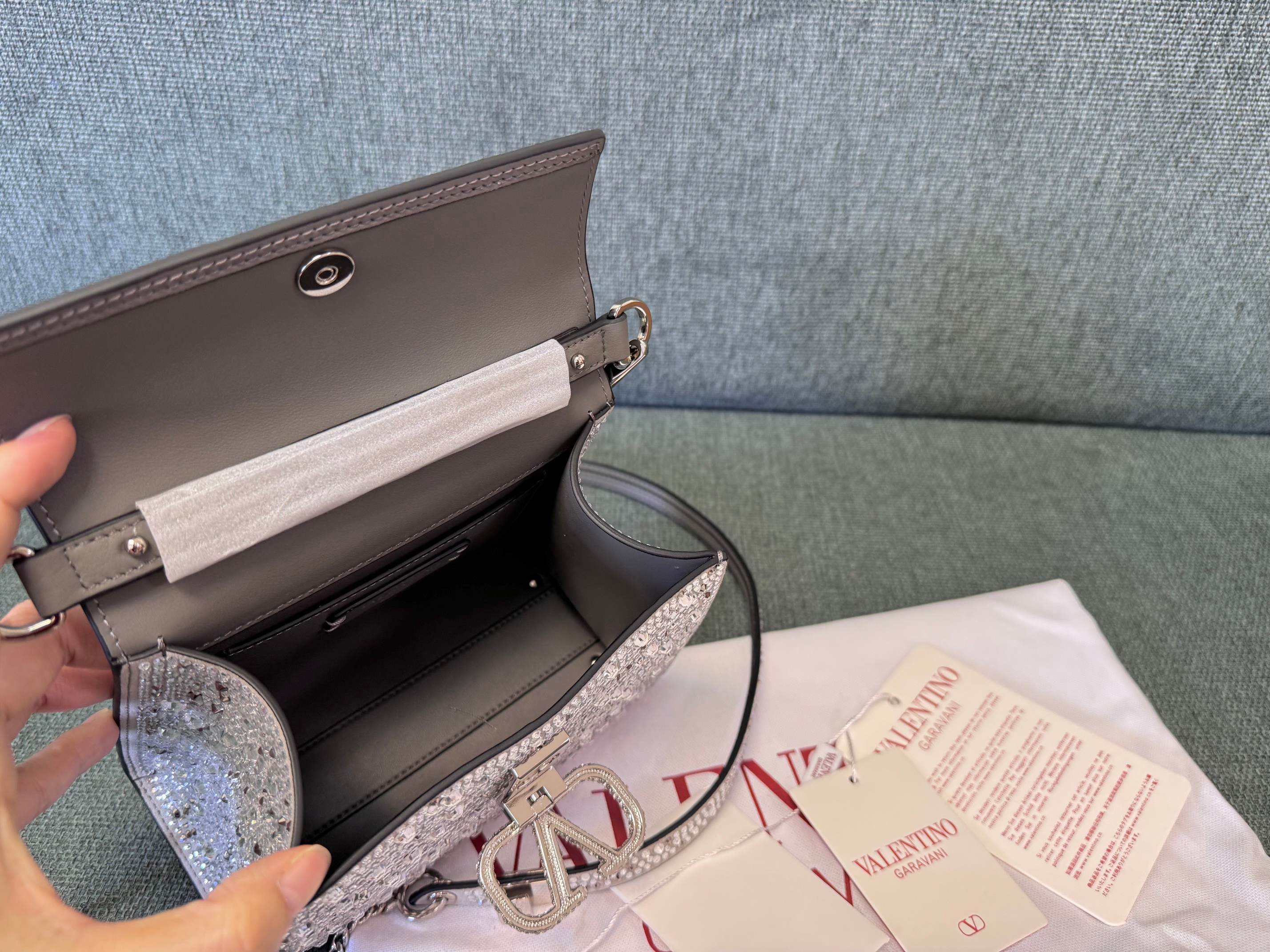 [TOP] VALENTINO VLogo Vsling Bags 19x13x9 cm - Silver
