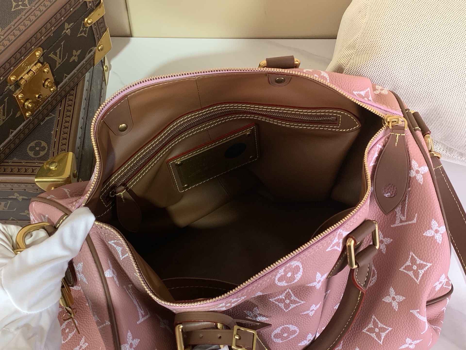 [TOP] Louis Vuitton LV Speedy 25/40 Bandoulière Bag 25x15x15cm/40x26x23cm - Pink