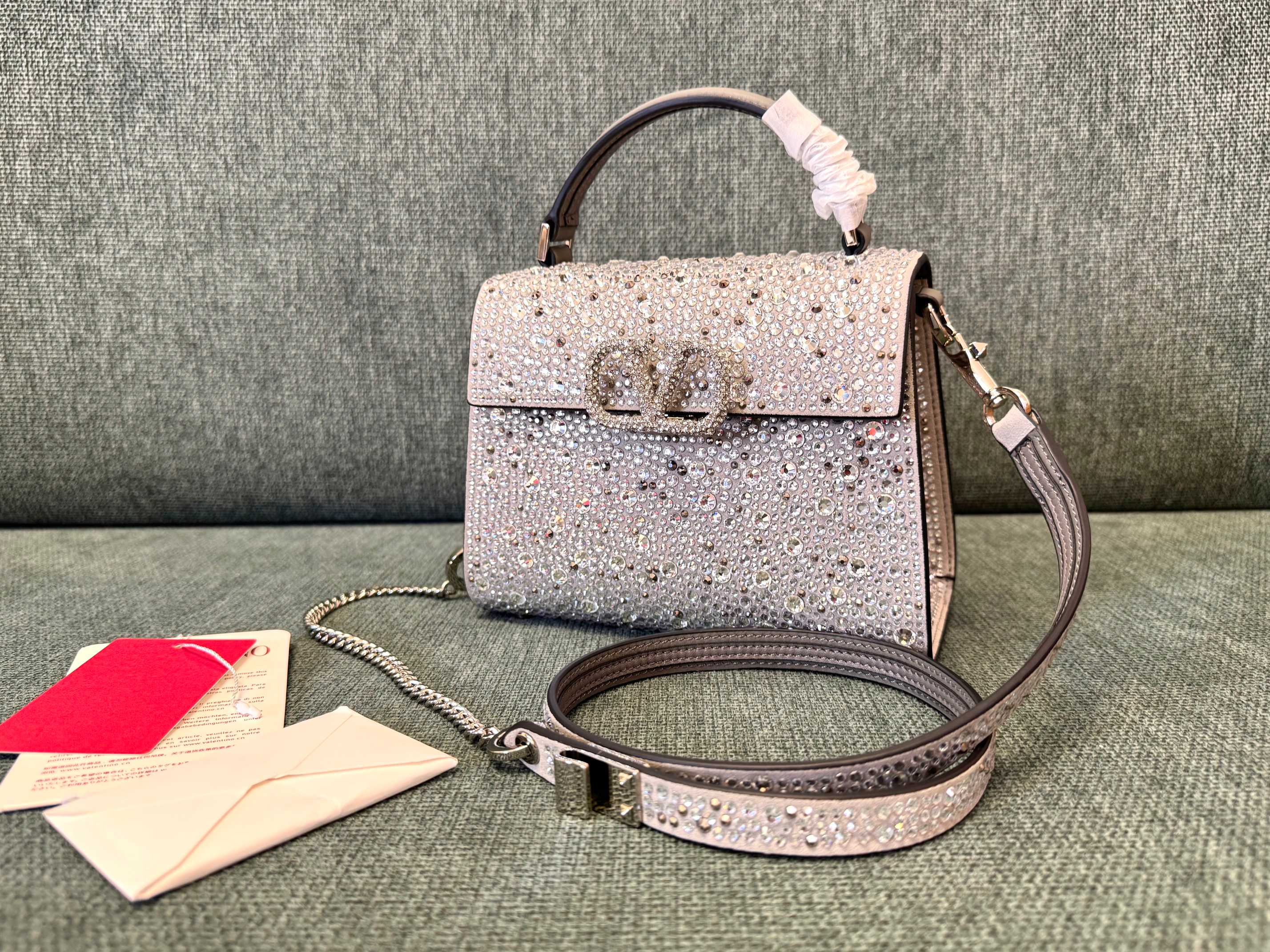 [TOP] VALENTINO VLogo Vsling Bags 19x13x9 cm - Silver