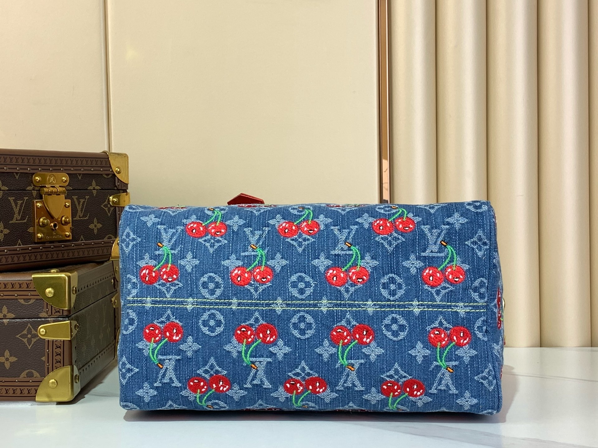 [TOP] Louis Vuitton LV Speedy Soft 30 Bag Cowboy/Cherry 30x21x17cm - Blue