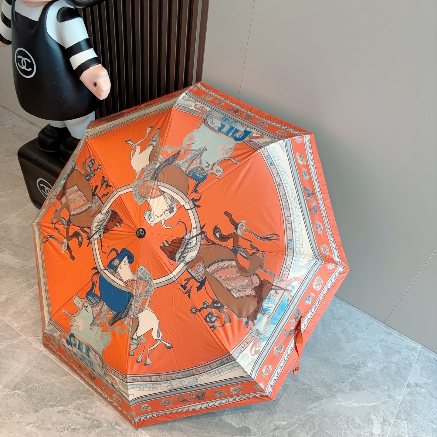 [TOP] HERMES Three-fold Automatic Umbrella - Orange