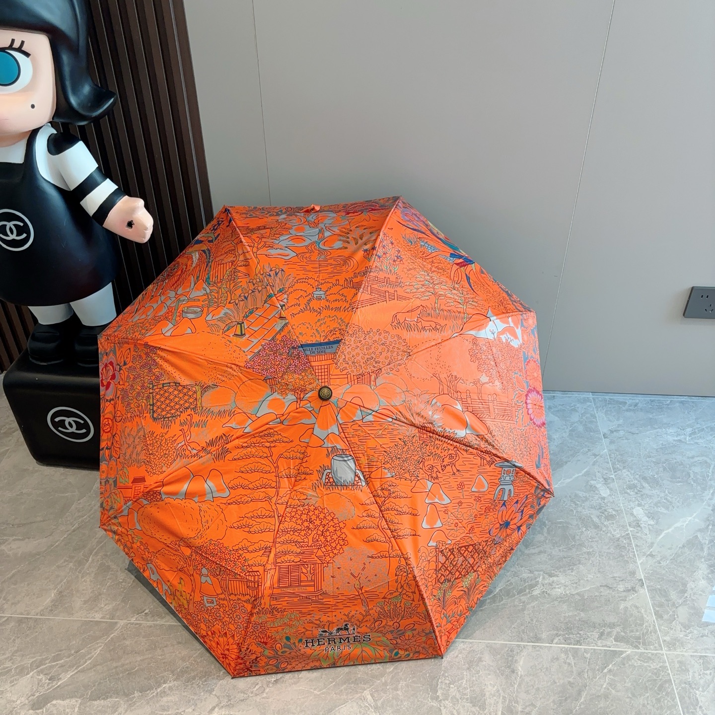 [TOP] HERMES Three-fold Automatic Umbrella - Orange