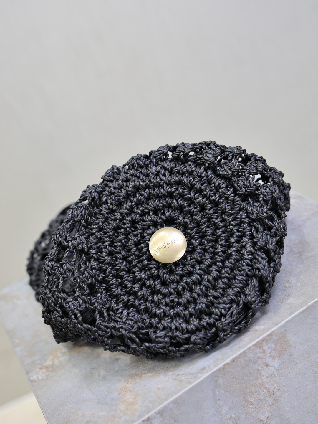 [TOP] Yves Saint Laurent YSL Woven Shopping Bag 18x16x33cm - Black