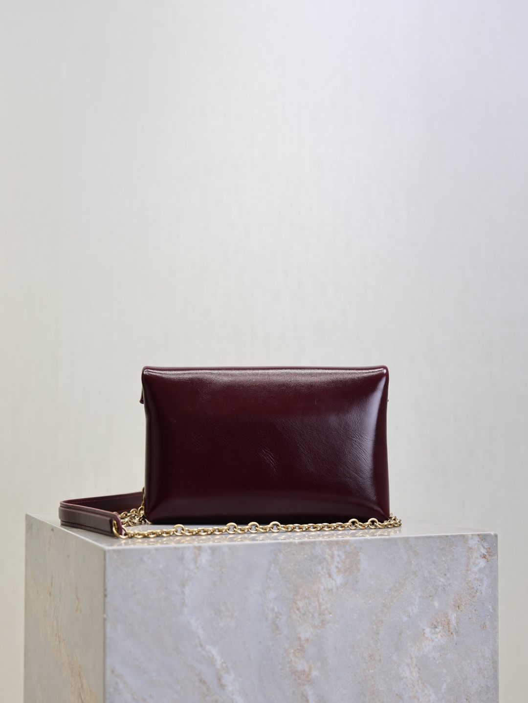 [TOP] Yves Saint Laurent YSL Calypso Bag Wax Leather 19×12×3cm - Dark Red