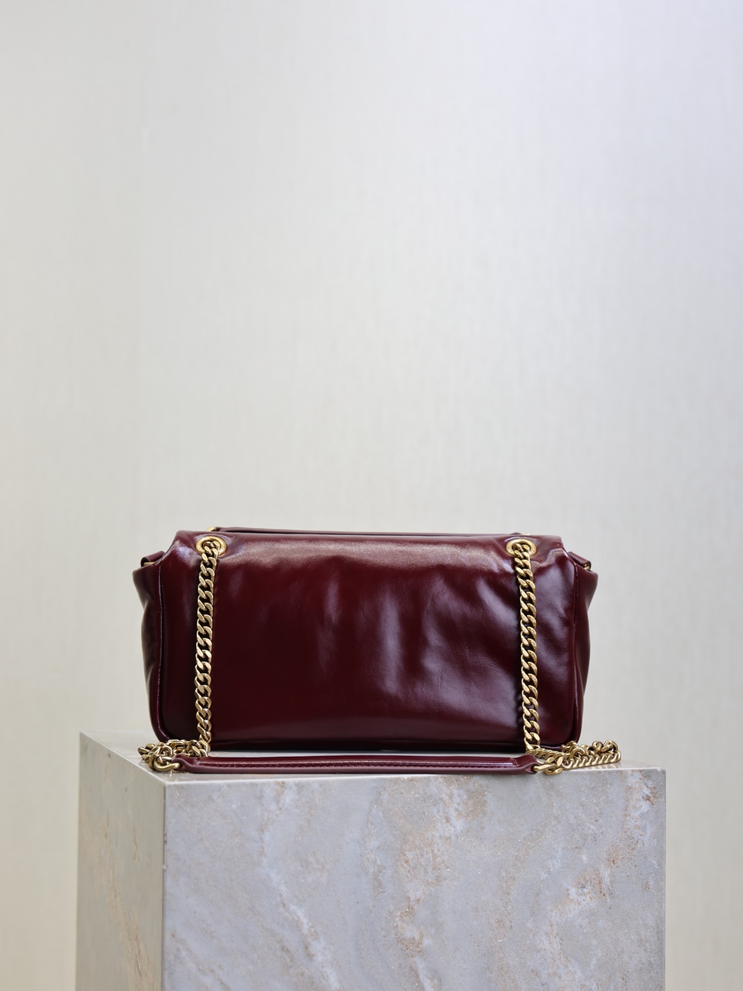 [TOP] Yves Saint Laurent YSL Calypso Lambskin Chain Bag 26 × 14 × 7 cm - Dark Red