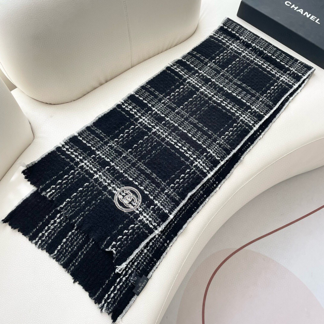 [TOP] CHANEL Cashmere Scarf 32x200cm - 2 Color
