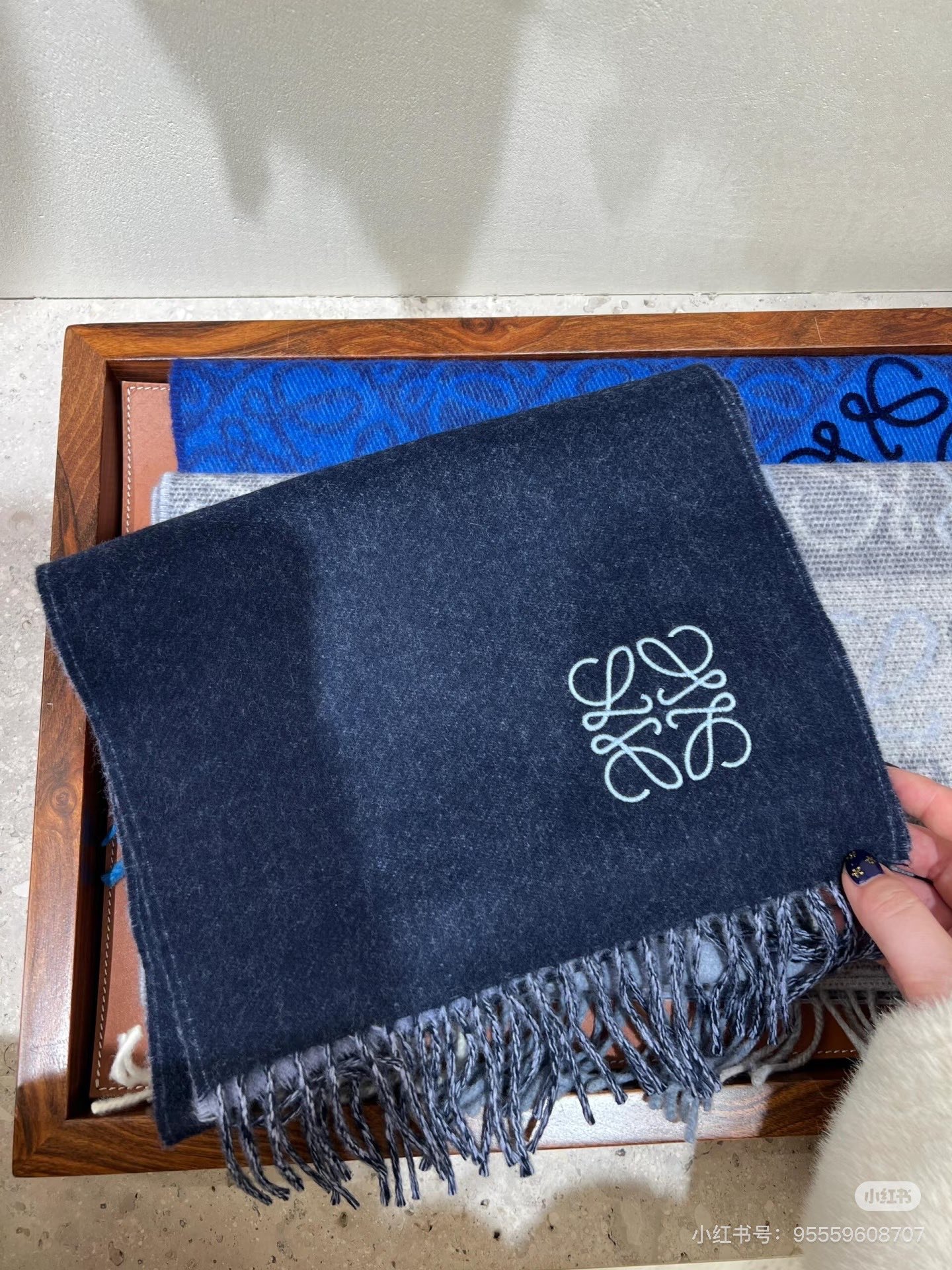 [TOP] LOEWE Wool Scarf 35x190cm - Blue