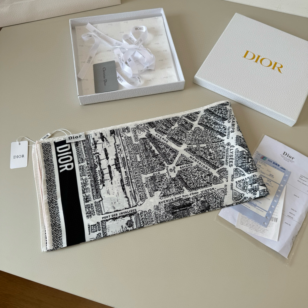 [TOP] Christian Dior Plan de Paris Silk Square Scarf 90 x 90 cm - 2 Colours