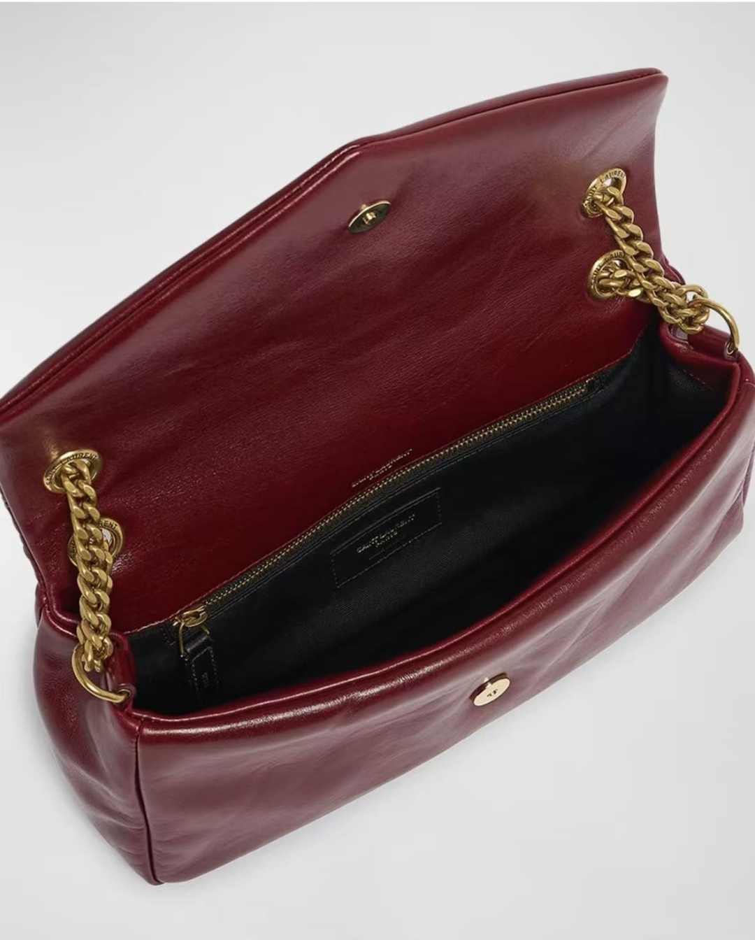 [TOP] Yves Saint Laurent YSL Calypso Lambskin Chain Bag 26 × 14 × 7 cm - Dark Red