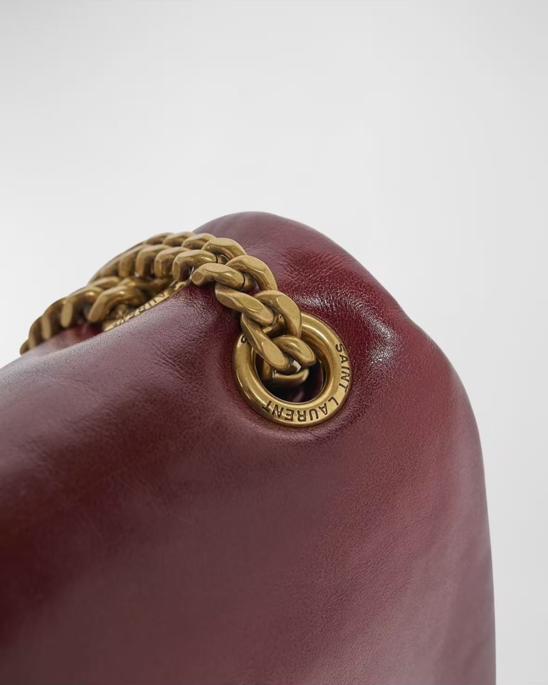 [TOP] Yves Saint Laurent YSL Calypso Lambskin Chain Bag 26 × 14 × 7 cm - Dark Red