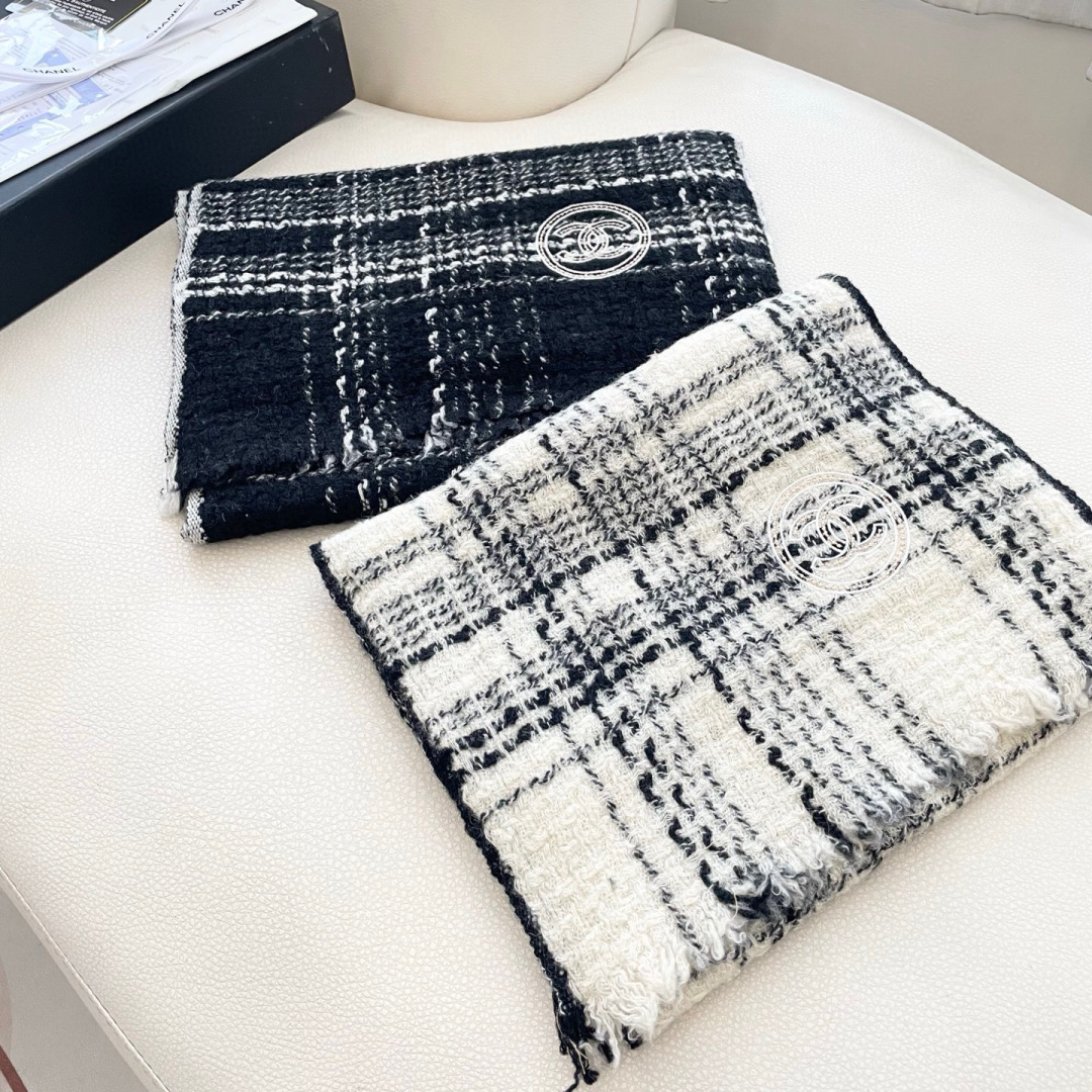[TOP] CHANEL Cashmere Scarf 32x200cm - 2 Color