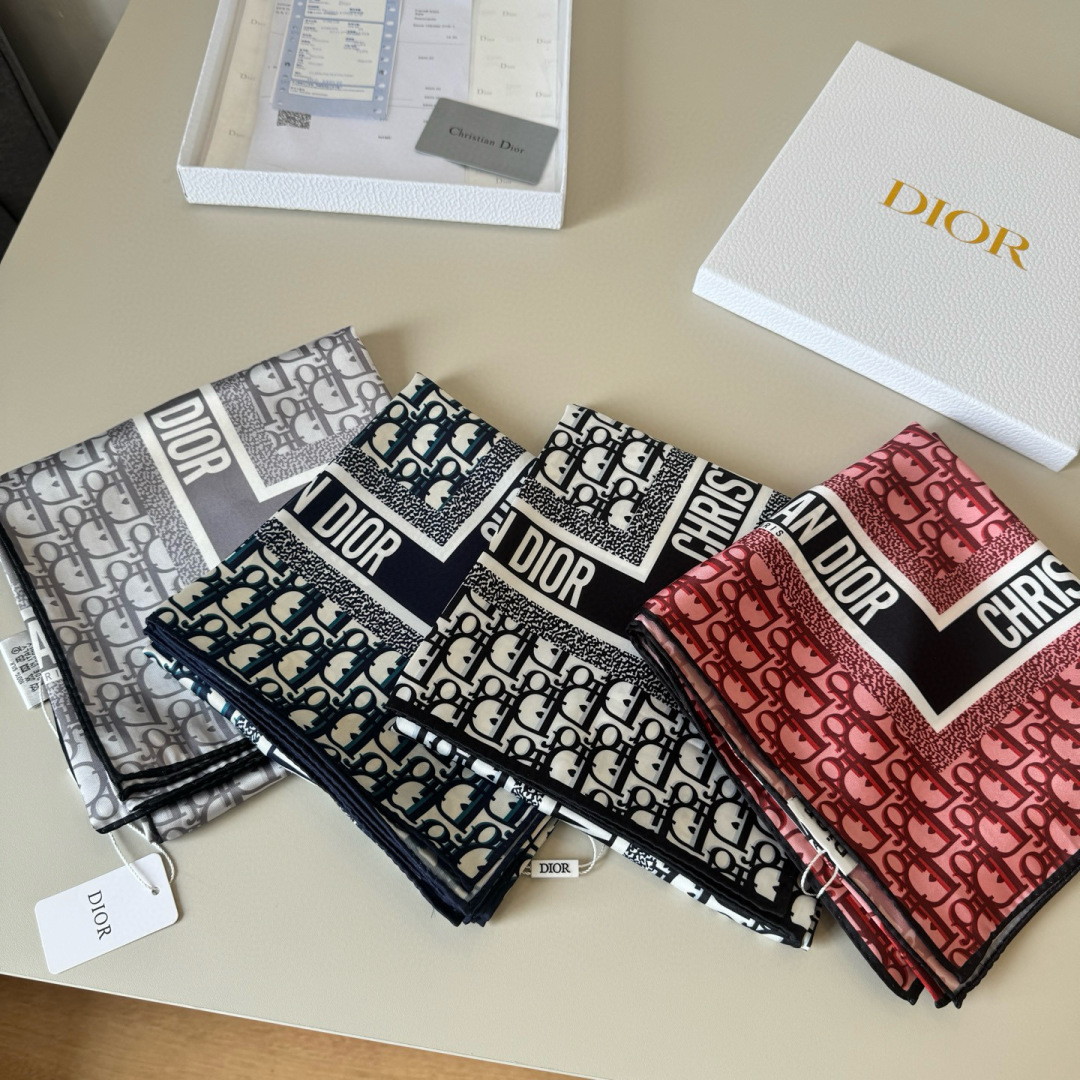 [TOP] Christian Dior Diortwin Oblique Silk Square Scarf 90 x 90 cm - 4 Colours