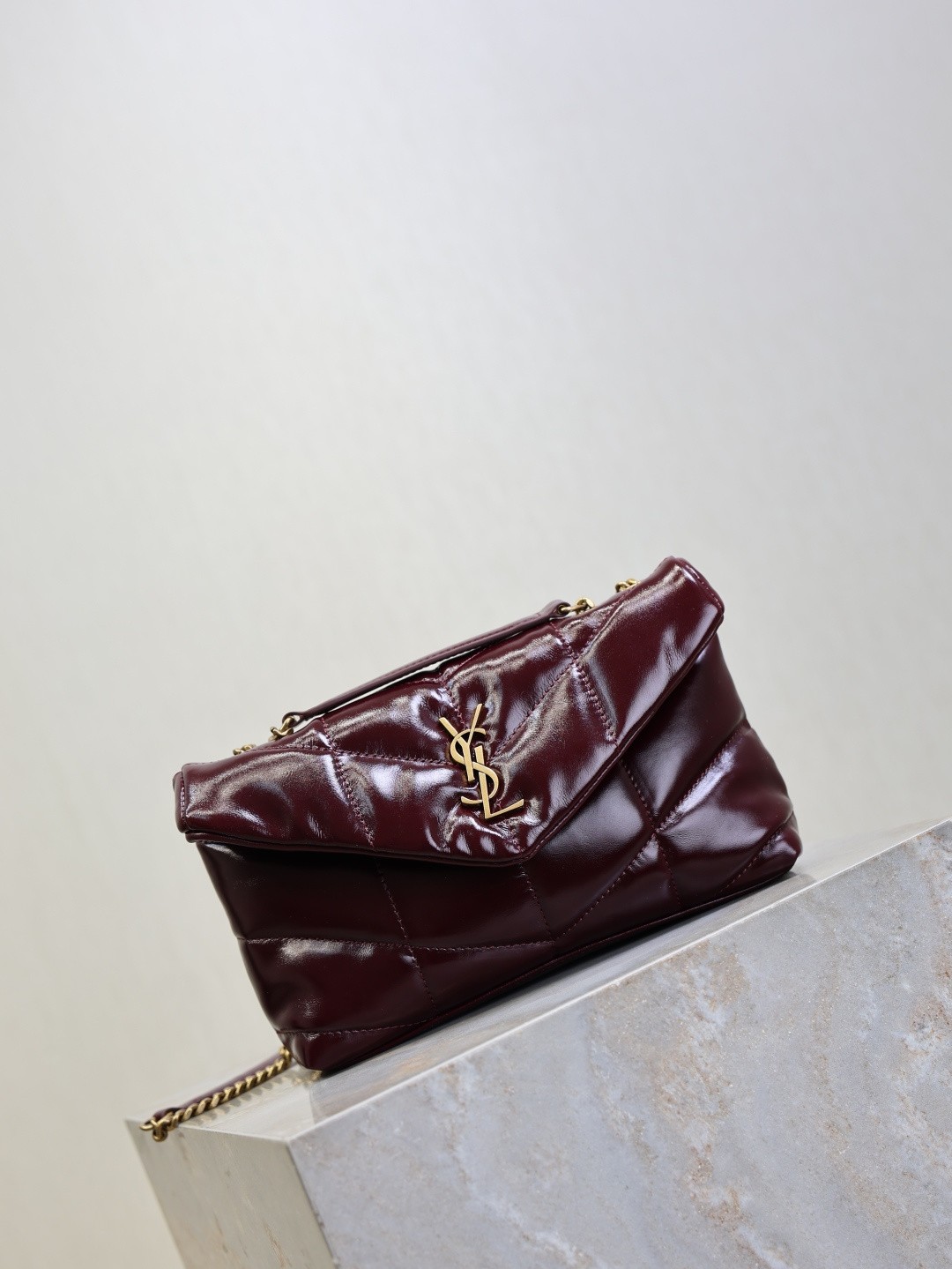 [TOP] Yves Saint Laurent YSL Loulou Puffer Bag Wax Leather 23cm/29cm/35cm - Dark Red
