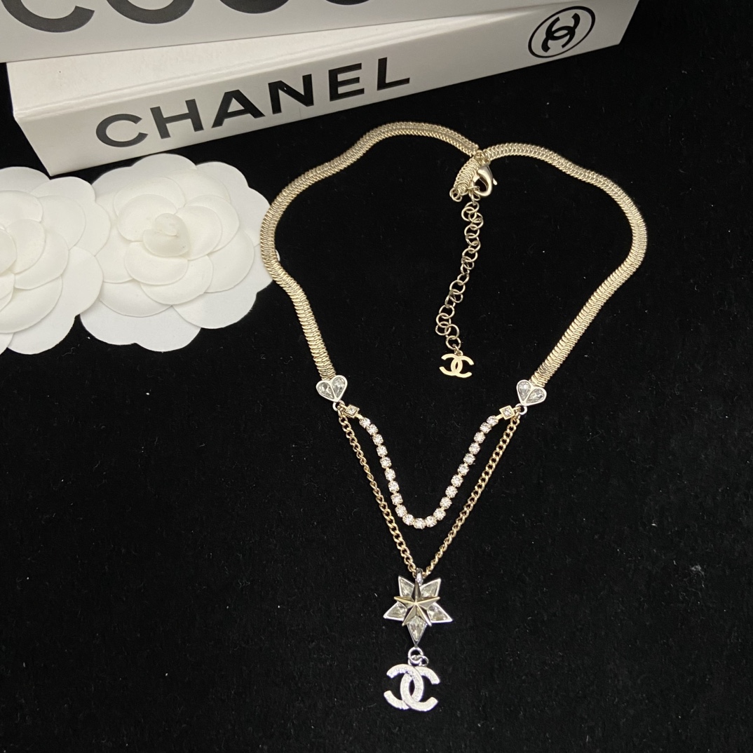 [TOP] CHANEL CC Necklace - Gold