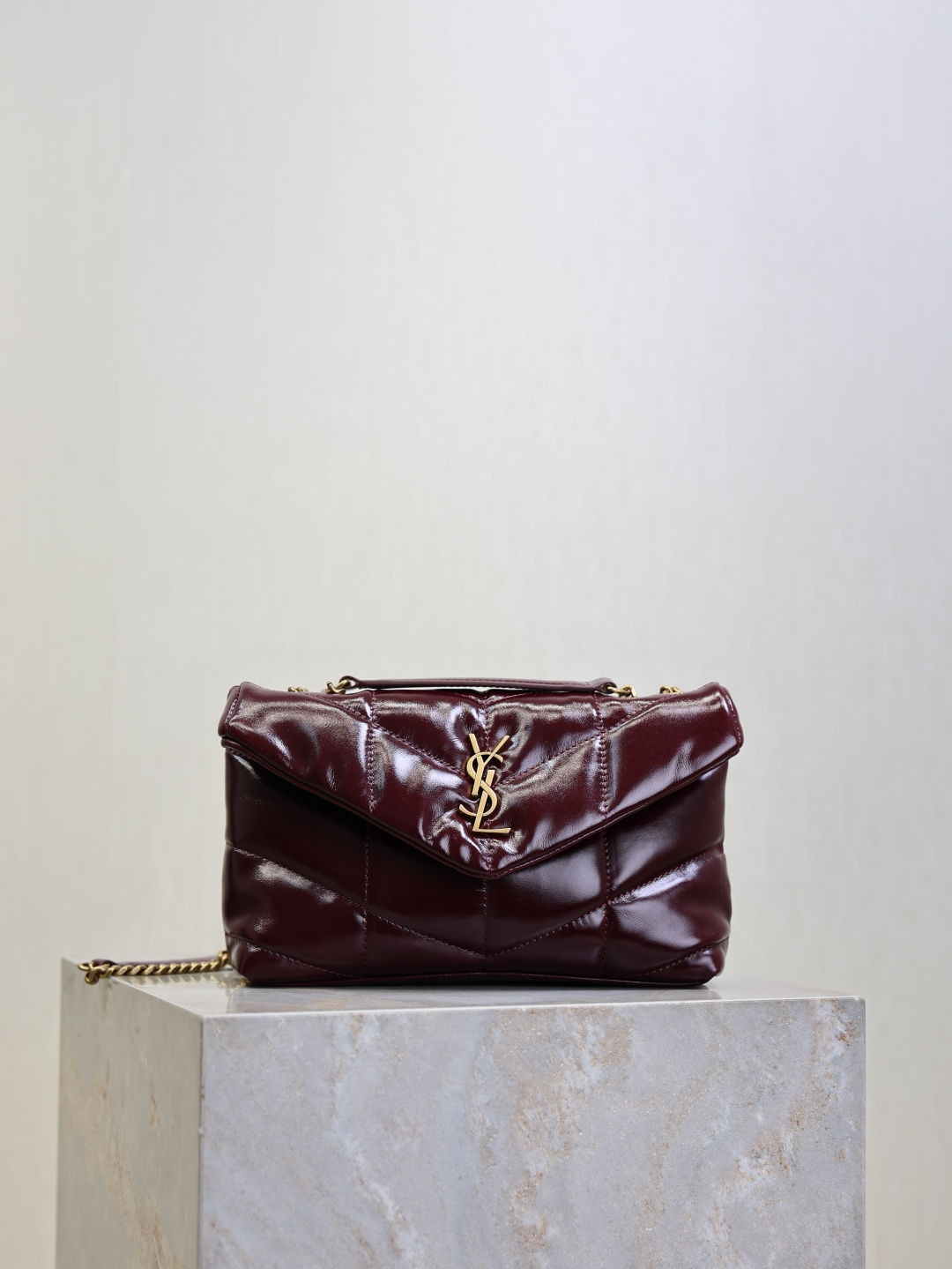 [TOP] Yves Saint Laurent YSL Loulou Puffer Bag Wax Leather 23cm/29cm/35cm - Dark Red