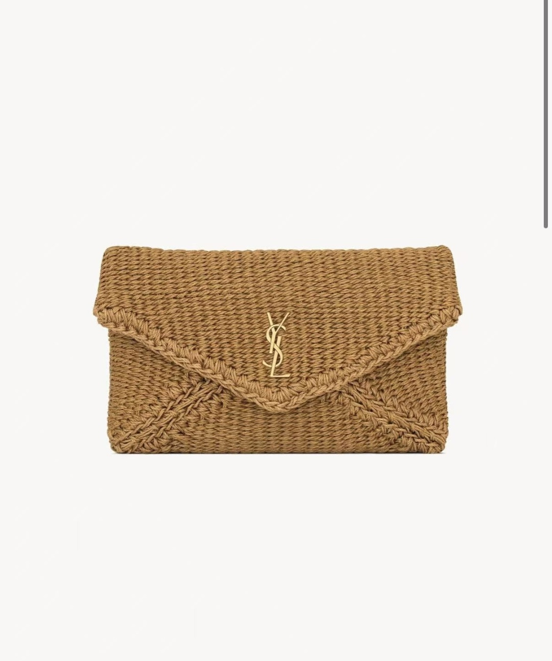[TOP] Yves Saint Laurent YSL Le Woven Envelope Clutch Bag 29.5×18×4.5cm - Brown