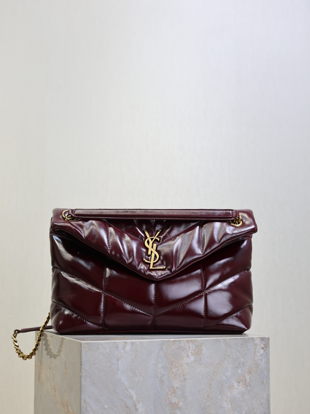 [TOP] Yves Saint Laurent YSL Loulou Puffer Bag Wax Leather 23cm/29cm/35cm - Dark Red
