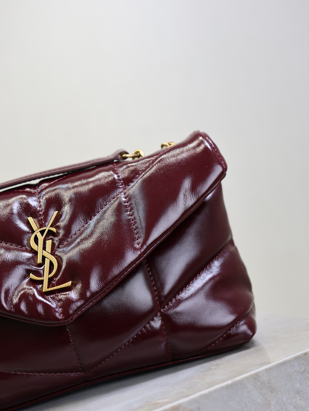 [TOP] Yves Saint Laurent YSL Loulou Puffer Bag Wax Leather 23cm/29cm/35cm - Dark Red