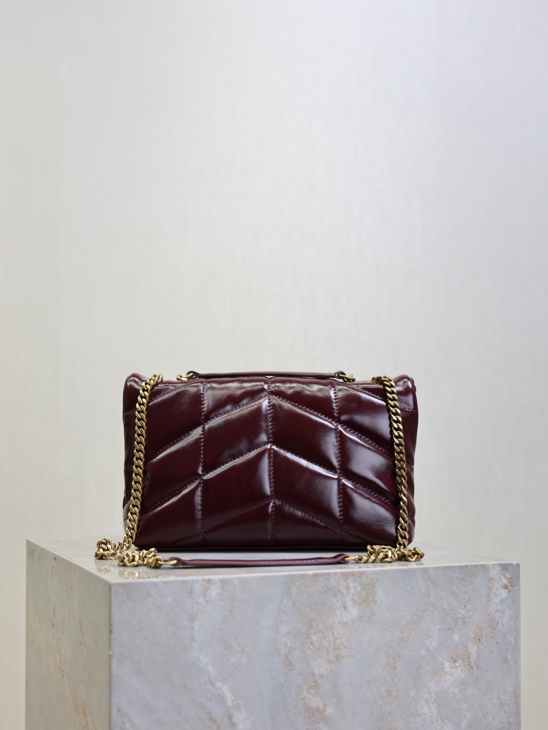 [TOP] Yves Saint Laurent YSL Loulou Puffer Bag Wax Leather 23cm/29cm/35cm - Dark Red