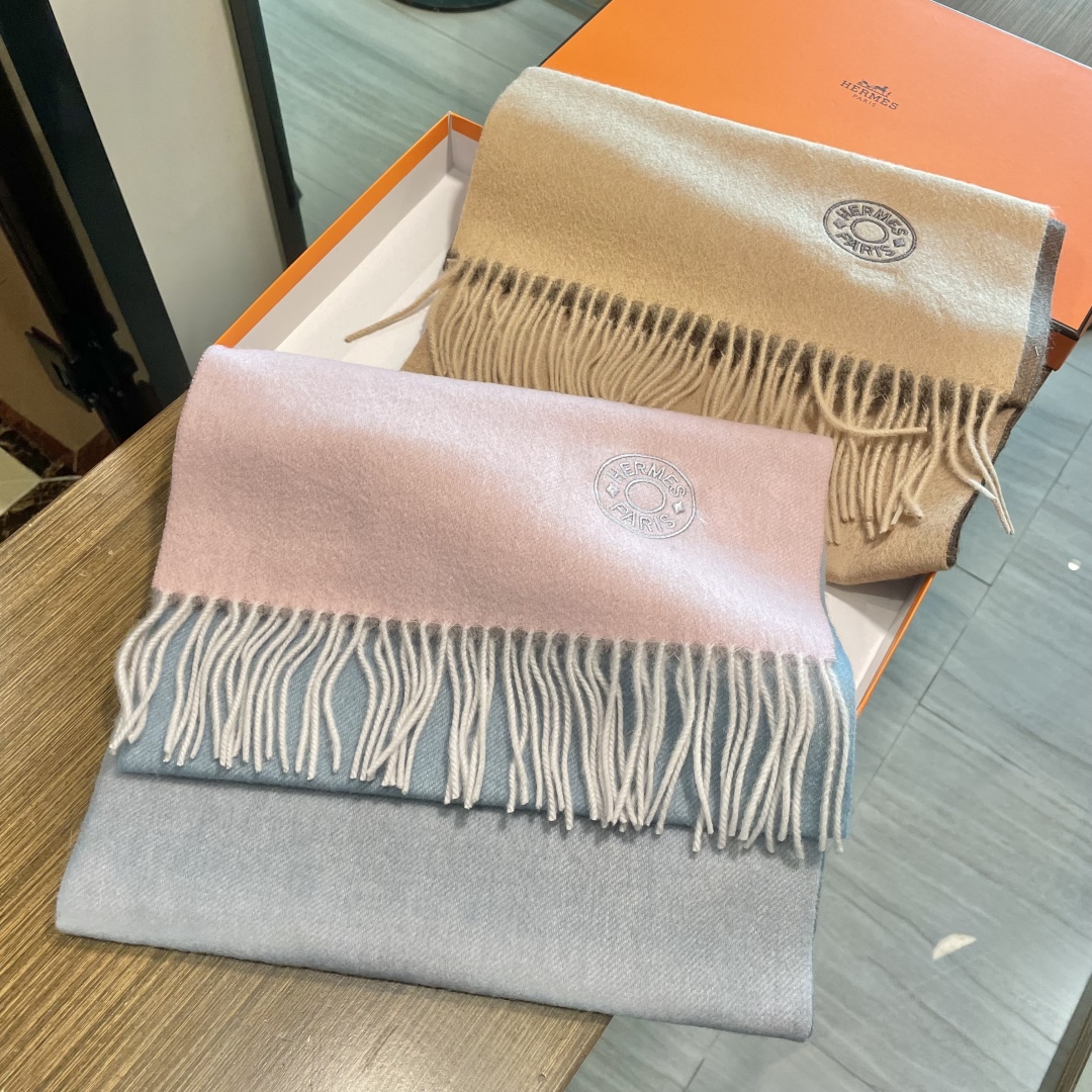 [TOP] HERMES Cashmere Scarf 33 x 210 cm - 2 Colors