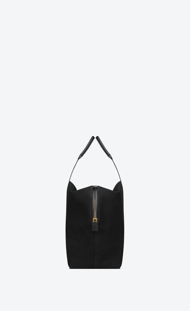 [TOP] Yves Saint Laurent YSL Rive Gauche Embroidered Cowhide Shopping Bag 42x32x18cm - Black