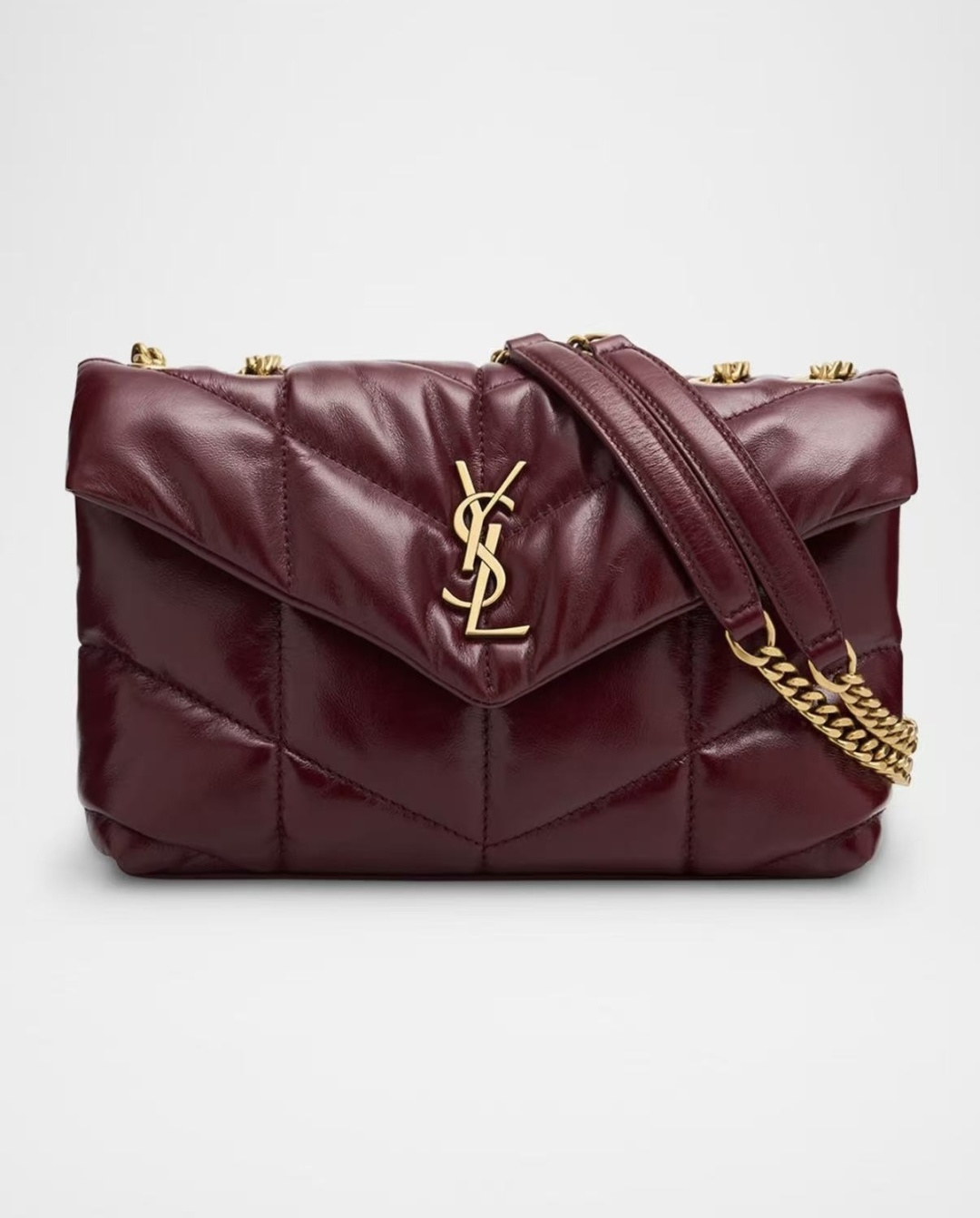 [TOP] Yves Saint Laurent YSL Loulou Puffer Bag Wax Leather 23cm/29cm/35cm - Dark Red