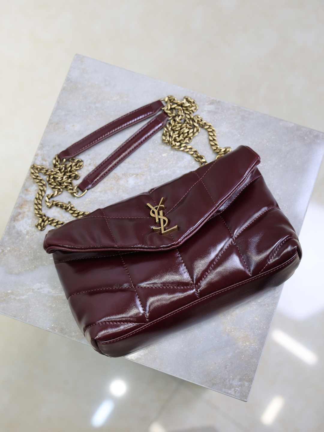 [TOP] Yves Saint Laurent YSL Loulou Puffer Bag Wax Leather 23cm/29cm/35cm - Dark Red