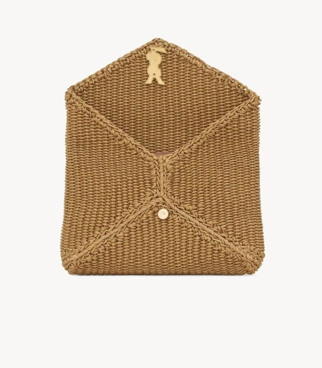 [TOP] Yves Saint Laurent YSL Le Woven Envelope Clutch Bag 29.5×18×4.5cm - Brown