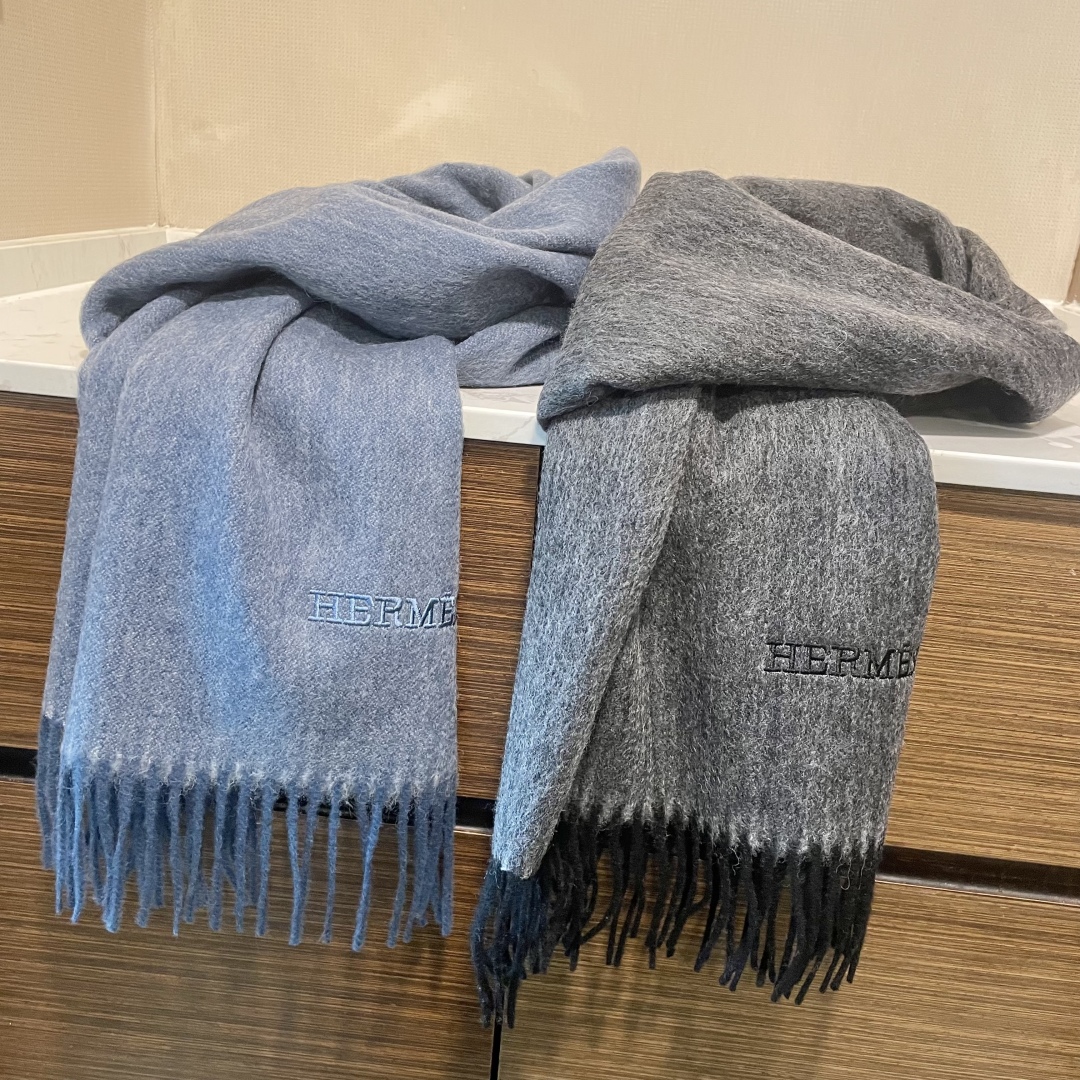 [TOP] HERMES Cashmere Scarf 32 x 180 cm - 2 Colors
