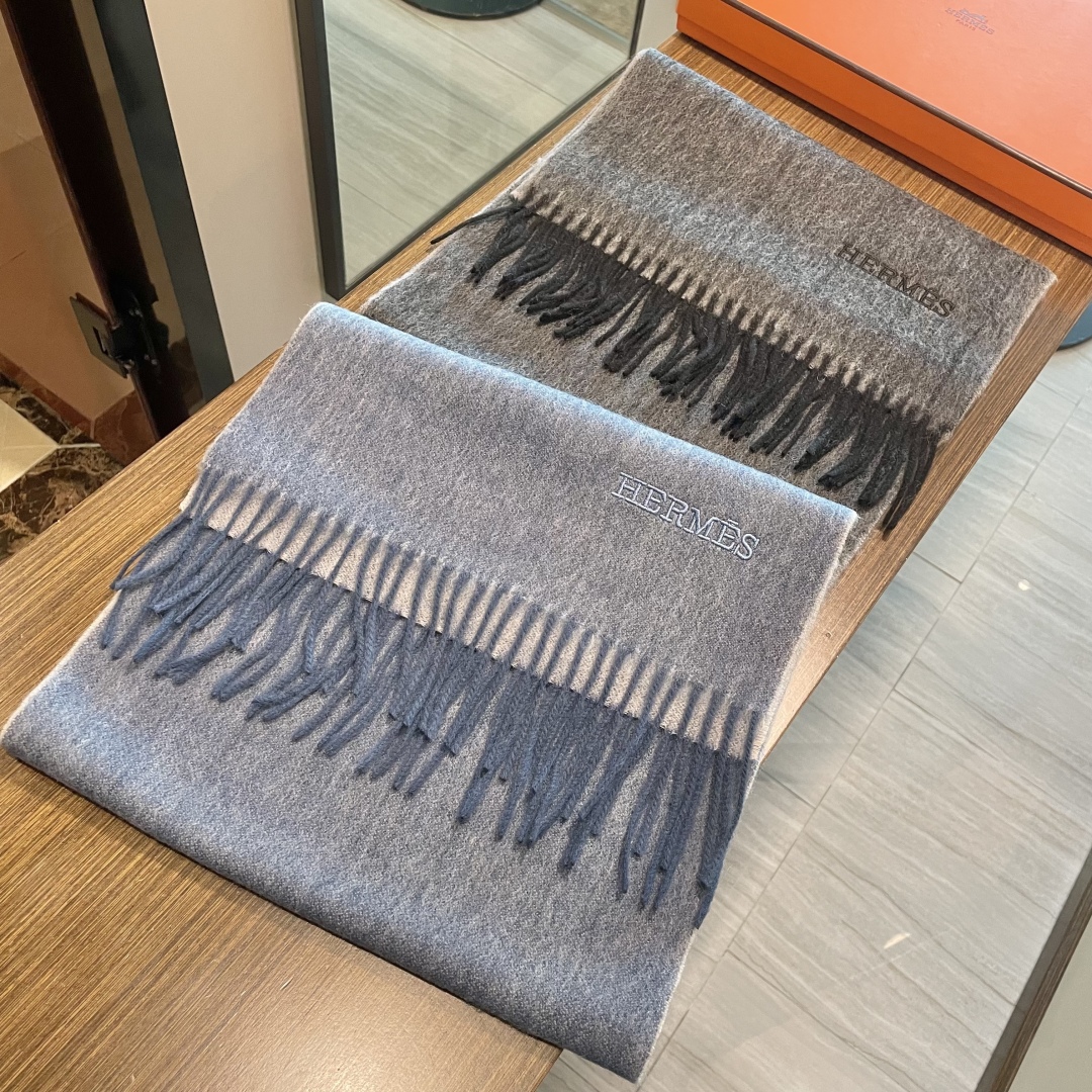 [TOP] HERMES Cashmere Scarf 32 x 180 cm - 2 Colors