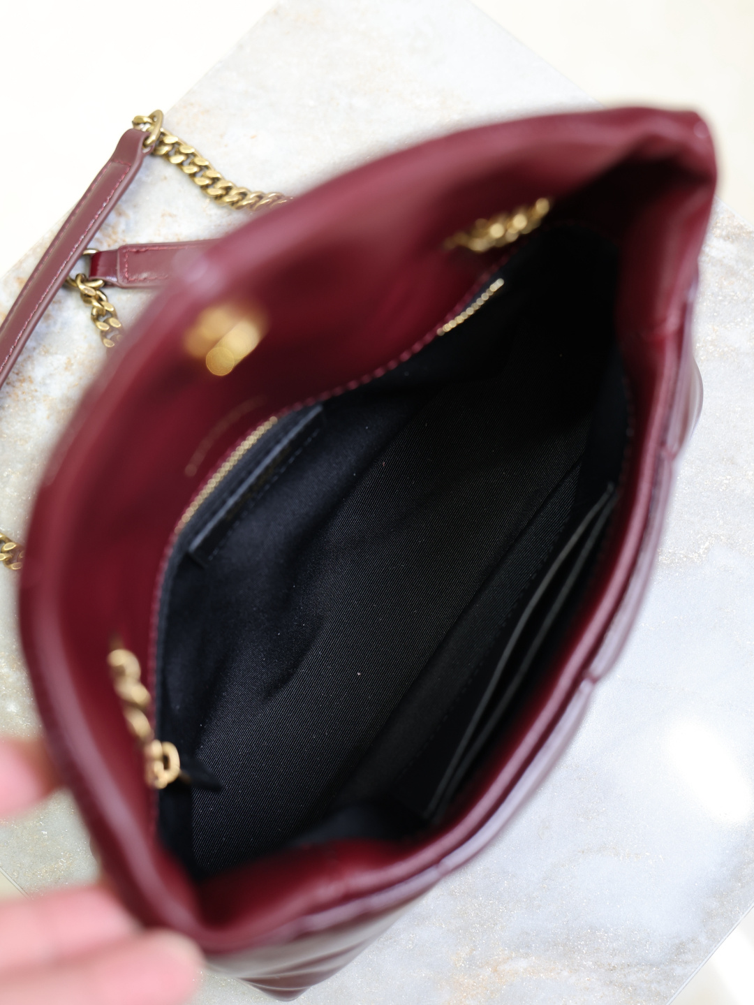 [TOP] Yves Saint Laurent YSL Loulou Puffer Bag Wax Leather 23cm/29cm/35cm - Dark Red